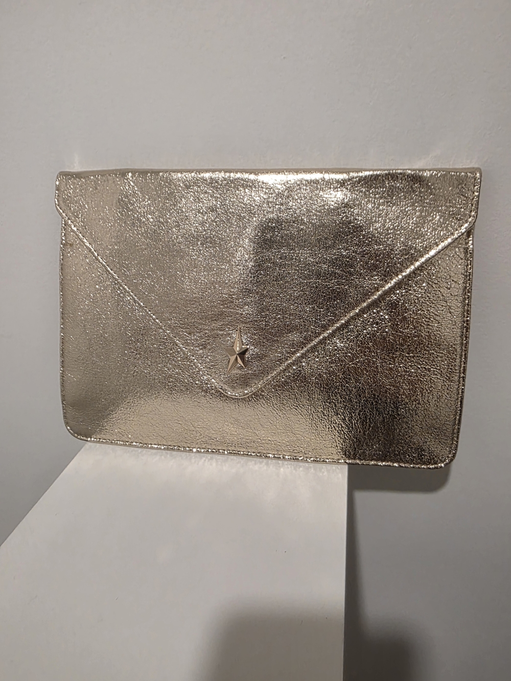 Metallic Gold Envelope Clutch with Star Accent